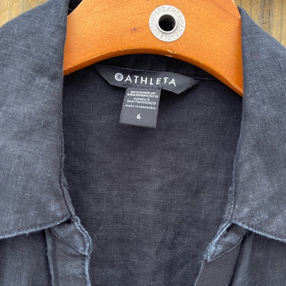 Athleta Black Linen Playa Wrap Dress Size 6 - Picture 6 of 7